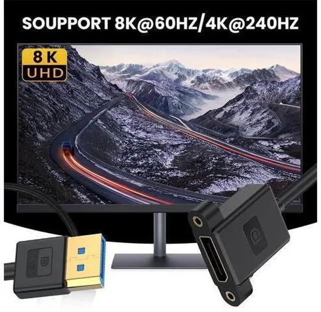 Alt view image 3 of 7 - Cable Ultrafine DisplayPort 1.4 DP Male to Female Extension Cable 8K 60hz 4K 144hz for Desktop Laptop Monitor Graphics Card 30cm