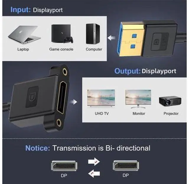 Alt view image 4 of 7 - Cable Ultrafine DisplayPort 1.4 DP Male to Female Extension Cable 8K 60hz 4K 144hz for Desktop Laptop Monitor Graphics Card 30cm