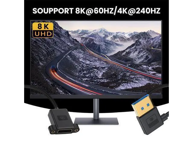 Alt view image 4 of 7 - Cable Ultrafine Left Angled DisplayPort 1.4 DP Male to Female Extension Cable 8K 60hz 4K 144hz for Desktop Laptop Monitor Graphics Card 30cm
