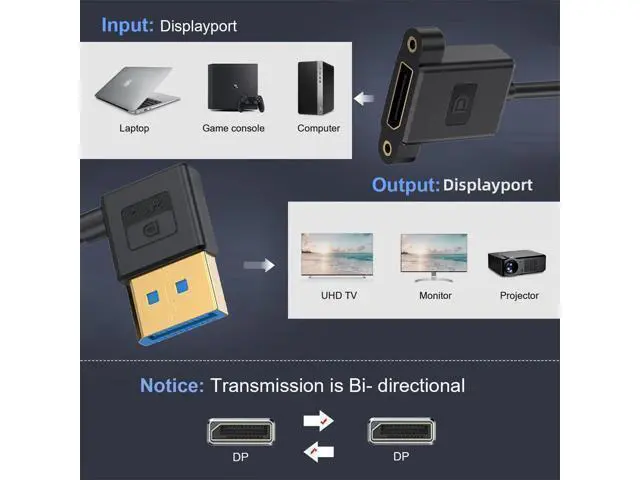 Alt view image 5 of 7 - Cable Ultrafine Left Angled DisplayPort 1.4 DP Male to Female Extension Cable 8K 60hz 4K 144hz for Desktop Laptop Monitor Graphics Card 30cm