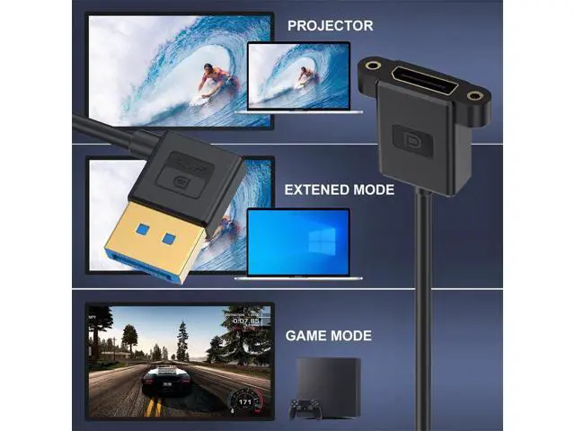 Alt view image 7 of 7 - Cable Ultrafine Right Angled DisplayPort 1.4 DP Male to Female Extension Cable 8K 60hz 4K 144hz for Desktop Laptop Monitor Graphics Card 30cm