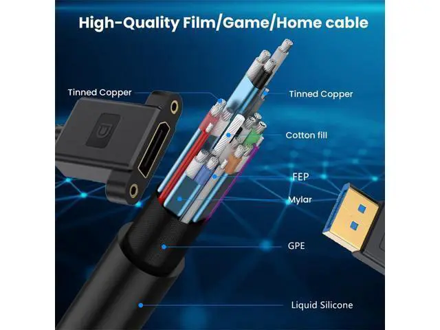 Alt view image 2 of 7 - Cable Ultrafine Right Angled DisplayPort 1.4 DP Male to Female Extension Cable 8K 60hz 4K 144hz for Desktop Laptop Monitor Graphics Card 30cm