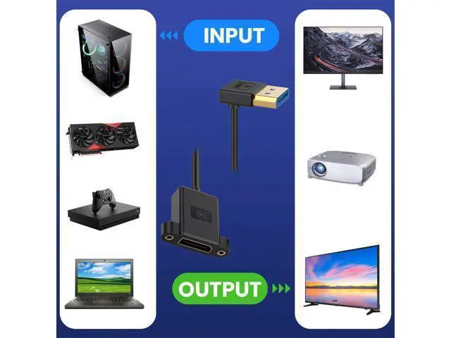Alt view image 6 of 7 - Cable Ultrafine Up Angled DisplayPort 1.4 DP Male to Female Extension Cable 8K 60hz 4K 144hz for Desktop Laptop Monitor Graphics Card 30cm