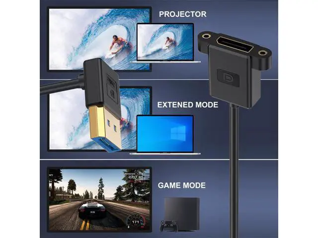 Alt view image 7 of 7 - Cable Ultrafine Up Angled DisplayPort 1.4 DP Male to Female Extension Cable 8K 60hz 4K 144hz for Desktop Laptop Monitor Graphics Card 30cm