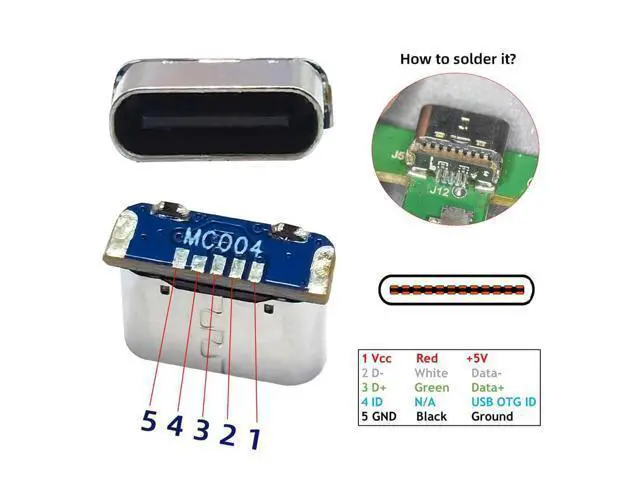 Alt view image 3 of 7 - Connector 5pcs/lot DIY Solder Type-C Female Socket Connector Replace for MiNIn-USB 5Pin Female SMT Type DC 5V Power