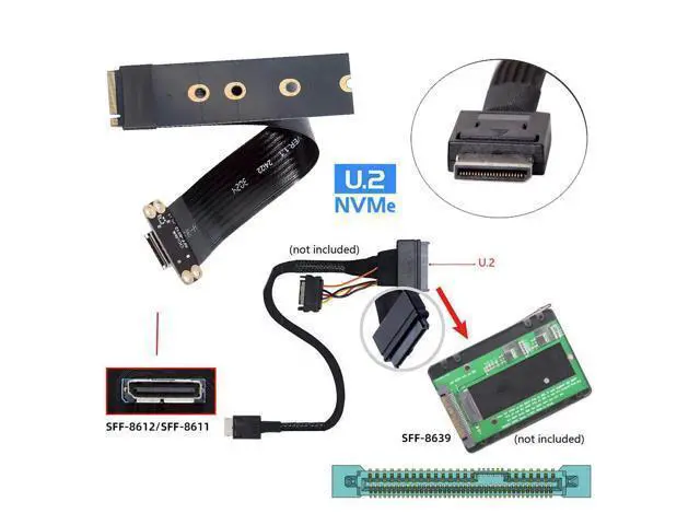 Alt view image 5 of 7 - 2280 NGFF PCI-E4.0 M.2 M-Key to Oculink SFF-8612 SFF-8611 Host Cable 15cm for NVME U.2 SSD Egpu