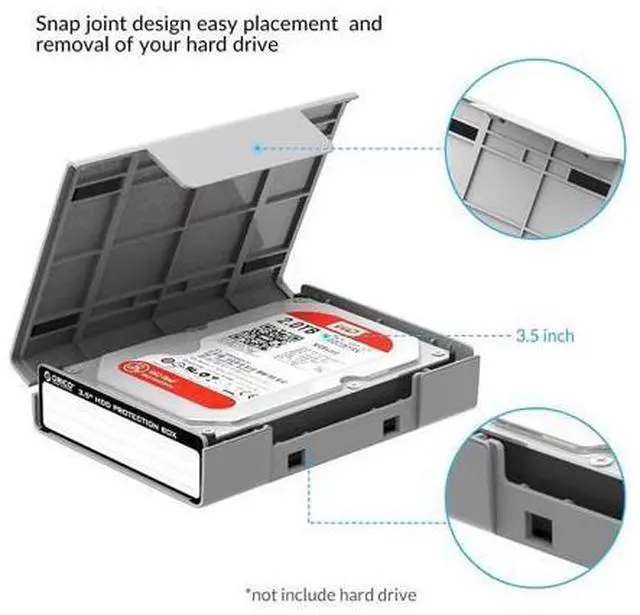 Alt view image 3 of 7 - 3.5 Inch Hard Drive Case Protective Box with Anti-Static,Shockproof and Dustproof Function, Storage Case for HDD External Hard Drive Case,Gray,5 Pack-PHP35