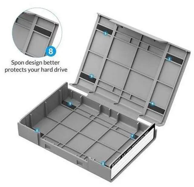 Alt view image 4 of 7 - 3.5 Inch Hard Drive Case Protective Box with Anti-Static,Shockproof and Dustproof Function, Storage Case for HDD External Hard Drive Case,Gray,5 Pack-PHP35