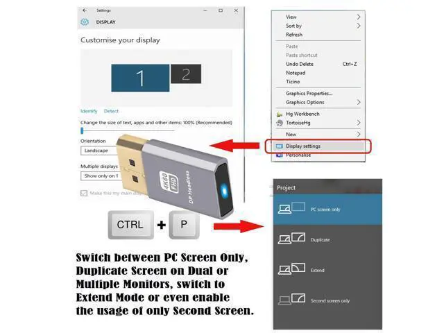 Alt view image 3 of 7 - Adapter 4K@60Hz DP Virtual Display Displayport Active Adapter Dummy Plug Headless Ghost Emulator 1080p@120Hz