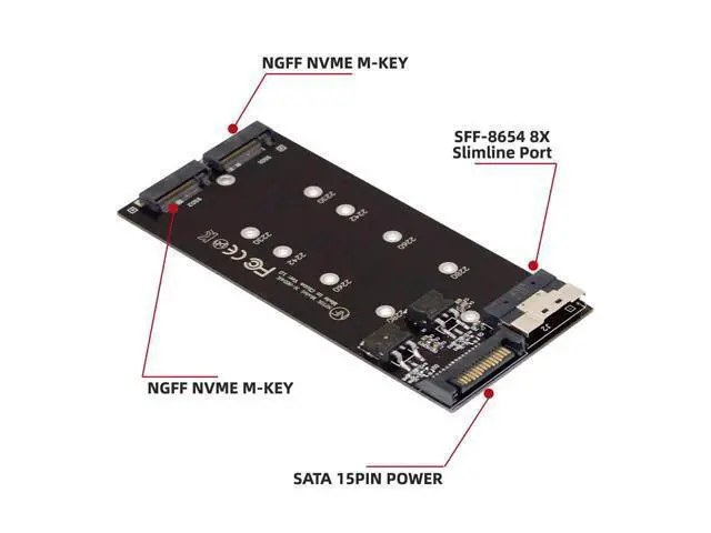 Alt view image 5 of 7 - Dual 2X NVME M.2 AHCI to PCIE Express 3.0 4.0 Slimline SFF-8654 8X Raid Card VROC Raid0 Hyper Adapter