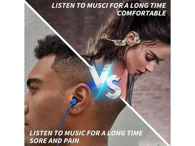 Alt view image 2 of 5 - 5.3 Bluetooth Bone Conduction Headphones, Open Ear Wireless with LED Display, IP56 Waterproof, 8H Playtime