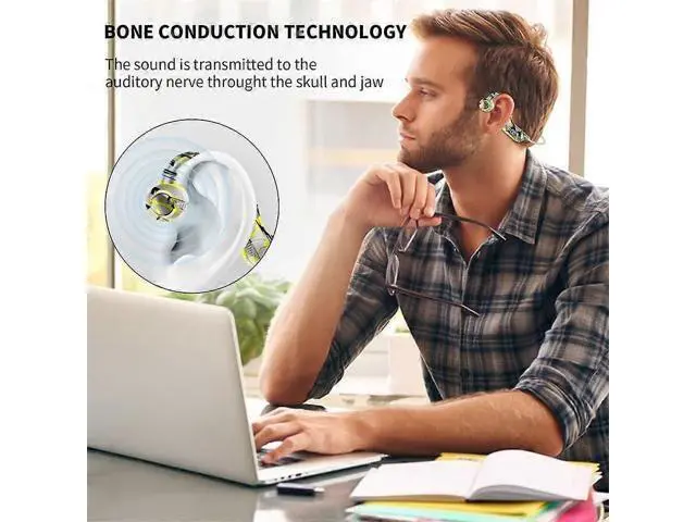 Alt view image 5 of 5 - 5.3 Bluetooth Bone Conduction Headphones, Open Ear Wireless with LED Display, IP56 Waterproof, 8H Playtime