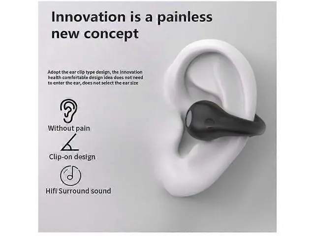 Alt view image 5 of 5 - 5.3 Wireless Open Ear Clip Earbuds, Noise Canceling Sports Headphones with Earhooks (White)