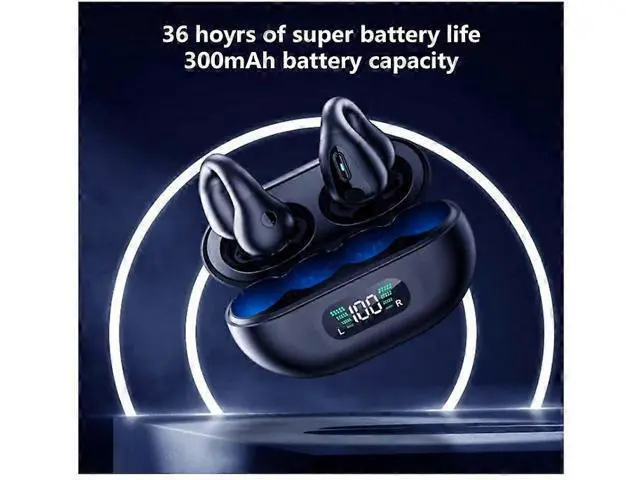 Alt view image 2 of 5 - 5.3 Wireless Open Ear Clip Headphones, Noise Canceling Sports Earbuds with Earhooks (Black)