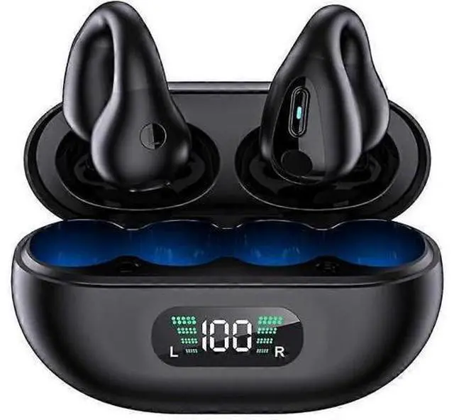Main image of 5.3 Wireless Open Ear Clip Headphones, Noise Canceling Sports Earbuds with Earhooks (Black)