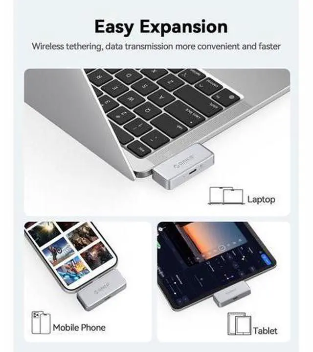 Alt view image 6 of 6 - External SSD 64GB - Aluminum Alloy Portable SSD with PD 100W Fast Charging, Direct Plug Design, 90MB/s Portable SSD, Reliable Storage for iPhone 17, Tablets & Laptops - S5