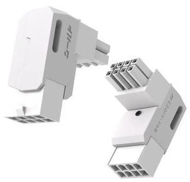 Main image of Shield Series 8-Pin PCIe GPU Power Adapter,90-Degree Angled Connector, Aluminum Design for Graphics Cards Reverse Type,White-2 Pack