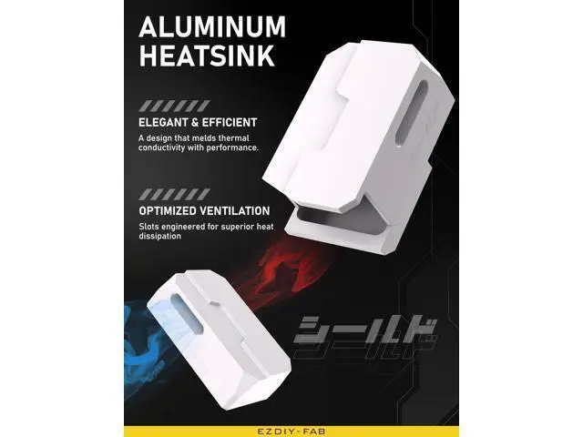 Alt view image 4 of 5 - Shield Series 8-Pin PCIe GPU Power Adapter,90-Degree Angled Connector, Aluminum Design for Graphics Cards Reverse Type,White-2 Pack