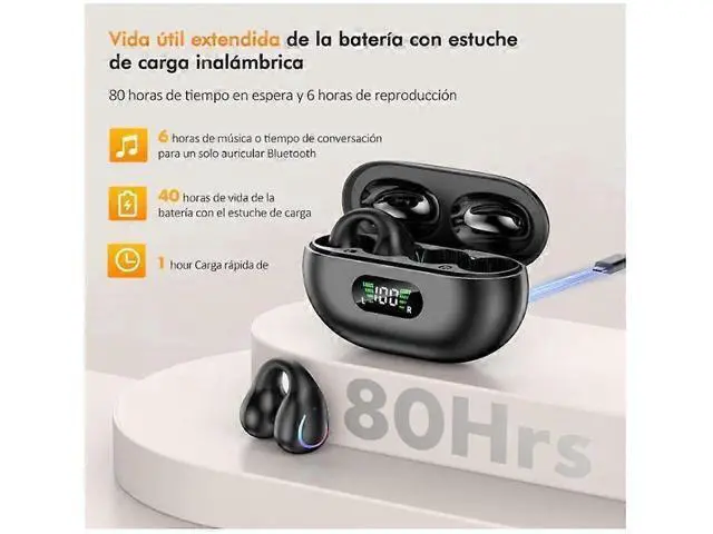 Alt view image 3 of 5 - Bear Conduction Wireless Bluetooth Sports Headphones - Open-Ear Lightweight Design, 6H Playtime (Black)