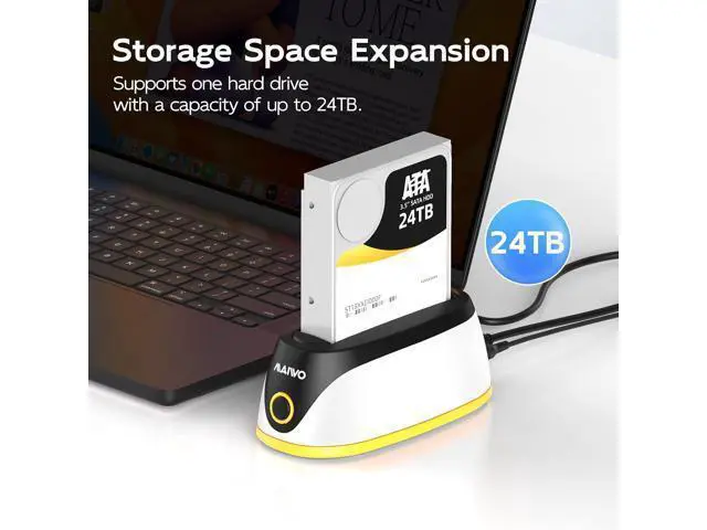 Alt view image 3 of 7 - Hard Drive Docking Station for 2.5 3.5 Inch SATA HDD SSD, 24TB Capacity, 12V 2A Power Supply, USB 3.0 to External Hard Drive Adapter Reader Case