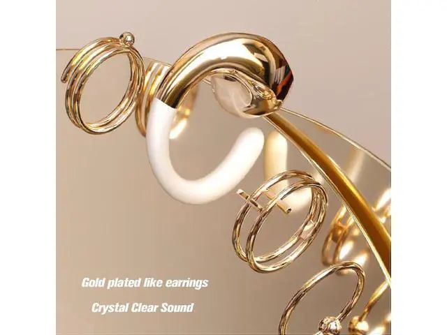 Alt view image 3 of 5 - Beige Bluetooth Ear Clip Earbuds with Ear Hook, 5H Playback & Sweatproof for iPhone/Android