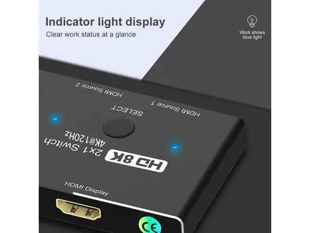 Alt view image 5 of 7 - HDMI 2.1 Ultra HD 8K High Speed 48Gbps Directional Switch Adapter 2in 1out 8K@60Hz 4K@120Hz Converter Compatible with XBOX PS5 Projectors Monitors