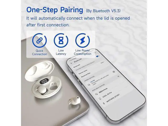 Alt view image 4 of 5 - Beige Invisible Sleep Earbuds for Side Sleepers - Bluetooth 5.3, IPX6 Waterproof, Noise Blocking