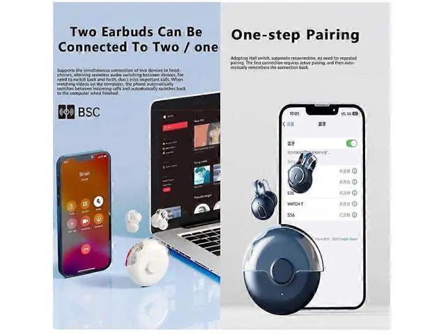 Alt view image 4 of 5 - Blue Sports Open Ear Earbuds - Wireless Clip-On Bone Conduction Headphones, 5H Play