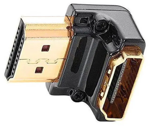 Main image of HDMI Adapter Male to Female Right Angle, Zinc Alloy Full Shielding 24K Gold Plated Connectors (SIDE-90/N)