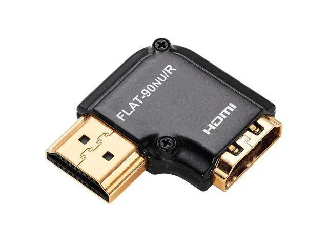 Main image of HDMI Adapter Male to Female Right Angle, Zinc Alloy Full Shielding 24K Gold Plated Connectors (FLAT-90NU/R)