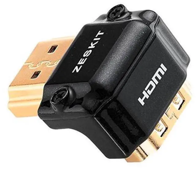 Main image of HDMI Adapter Male to Female Right Angle, Zinc Alloy Full Shielding 24K Gold Plated Connectors (SIDE-90/W)