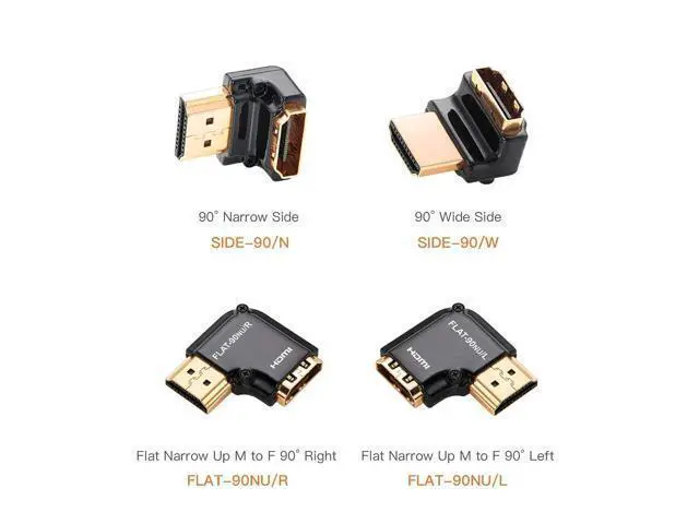 Alt view image 2 of 4 - HDMI Adapter Male to Female Right Angle, Zinc Alloy Full Shielding 24K Gold Plated Connectors (SIDE-90/W)