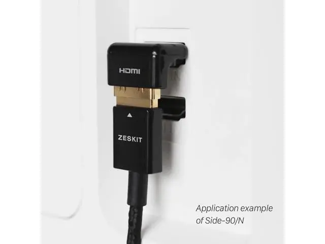 Alt view image 3 of 4 - HDMI Adapter Male to Female Right Angle, Zinc Alloy Full Shielding 24K Gold Plated Connectors (SIDE-90/W)