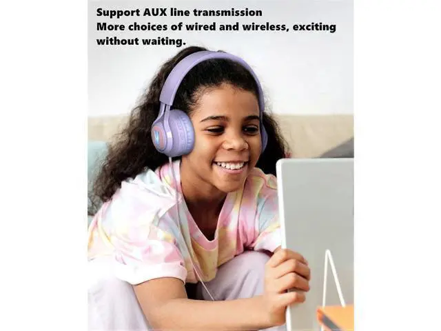Alt view image 2 of 5 - Bluetooth 5.0 Kids Wireless Headphones, Foldable Over-Ear with 85dB Volume Limit for Online Learning & Travel