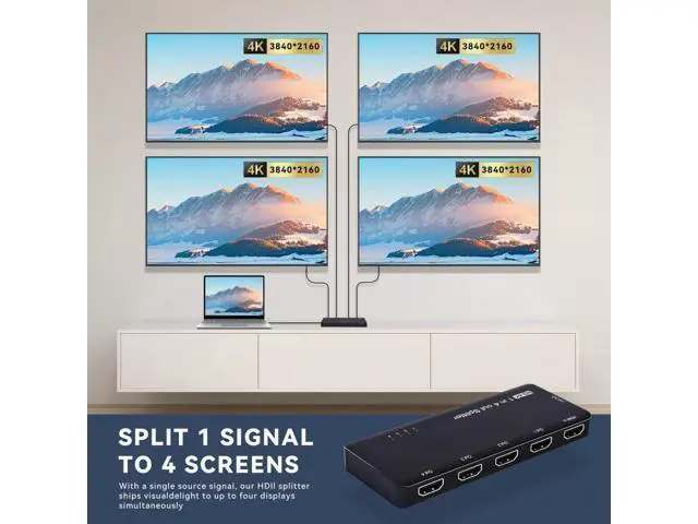 Alt view image 2 of 4 - HUB HDMI Splitter 4K 60hz Ultra-HD Converter Compatible 2.0 Switch 1-IN-4-OUT 18Gbps UHD Hub Support HDCP SST Extended