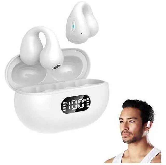 Main image of Bluetooth 5.3 Bone Conduction Headphones, 24H Playback, IPX5 Waterproof Open-Ear Earbuds for Running Cycling (White)
