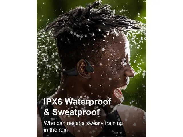 Alt view image 3 of 5 - Bluetooth 5.3 Bone Conduction Headphones, IPX6 Waterproof, 15H Playtime, Open-Ear Design for Running & Cycling (Black)