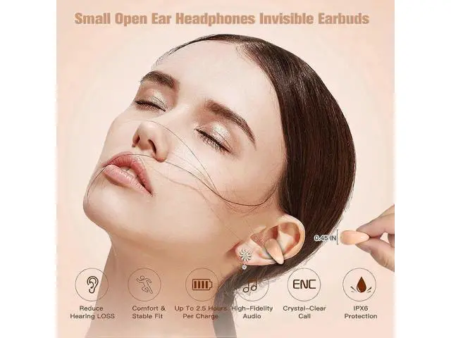 Alt view image 3 of 5 - Bluetooth 5.3 Open Ear Clip Bone Conduction Headphones, Wireless Sports Headset with LED Display & Noise Cancellation