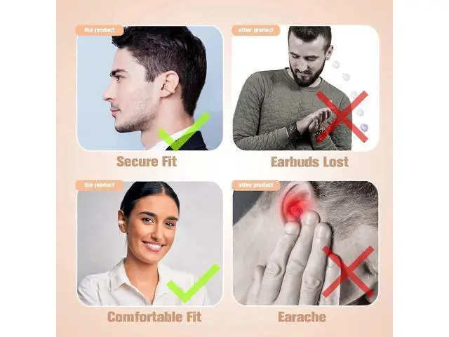 Alt view image 5 of 5 - Bluetooth 5.3 Open Ear Clip Bone Conduction Headphones, Wireless Sports Headset with LED Display & Noise Cancellation