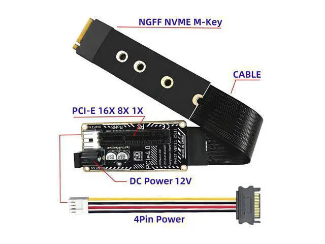 Alt view image 2 of 7 - M.2 NGFF NVMe M-Key to PCI-E X1 X4 X8 X16 Cable Graphics Card Extension Adapter PCI-Express for M2 2260 2280
