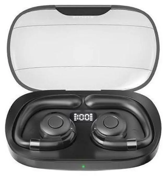 Main image of Bluetooth 5.3 Open Ear Hook Headphones, IPX5 Waterproof, 15H Battery with Charging Case, Mic (Black)
