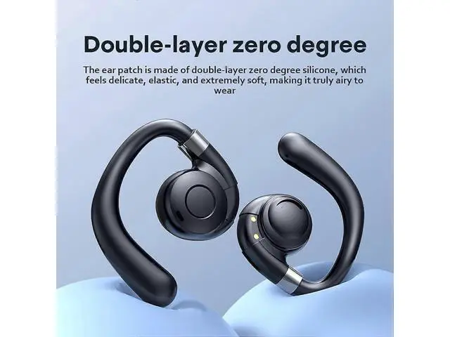 Alt view image 2 of 5 - Bluetooth 5.3 Open Ear Hook Headphones, IPX5 Waterproof, 15H Battery with Charging Case, Mic (Black)