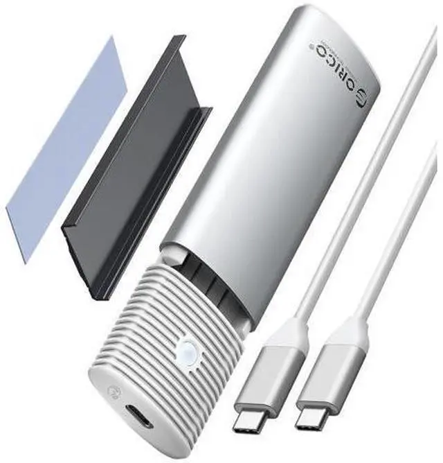 Main image of M.2 NVMe SATA SSD Enclosure Adapter Tool-Free, USB C 3.2 Gen 2 10Gbps NVMe, 5Gbps NGFF SATA PCIe M-Key(B+M Key) 2230/2242/2260/2280, Aluminum External M2 Reader Support UASP Trim- PWDM2-WH