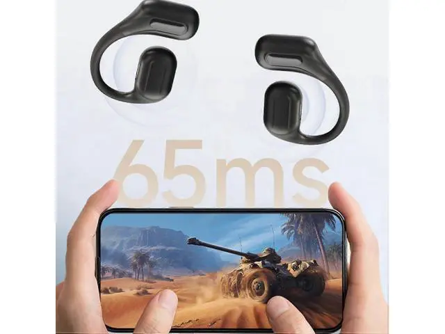 Alt view image 2 of 5 - Bluetooth 5.3 Open-Ear Headphones with Noise Cancelling, 18H Playtime, Sweatproof for Running/Fitness (Black)