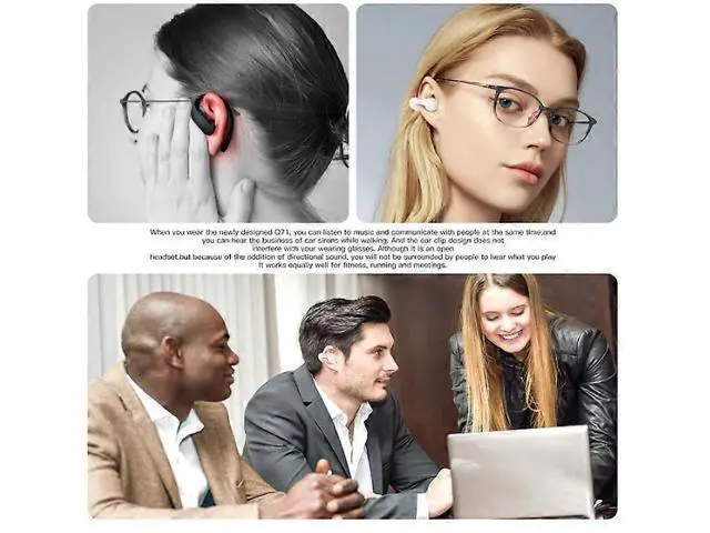 Alt view image 2 of 5 - Bluetooth 5.3 Wireless Earbuds with LED Case, IPX7 Waterproof Ear Clip Headphones, 36H Playback (White)