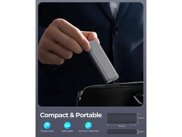 Alt view image 5 of 7 - M.2 NVMe SSD Enclosure Aluminum Tool-Free Adapter, 10Gbps USB3.2 USB-C M2 Reader for M.2 PCIe NVMe M-Key 2230/2242/2260/2280 SSD, Thunderbolt 3 Compatible, External Case Support UASP Trim-AM2G2