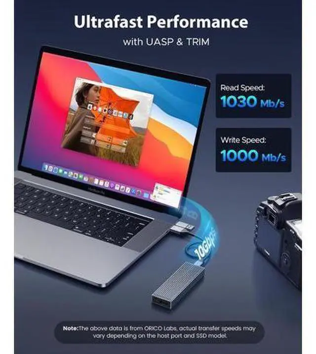 Alt view image 2 of 7 - M.2 NVMe SSD Enclosure Aluminum Tool-Free Adapter, 10Gbps USB3.2 USB-C M2 Reader for M.2 PCIe NVMe M-Key 2230/2242/2260/2280 SSD, Thunderbolt 3 Compatible, External Case Support UASP Trim-BM2G2