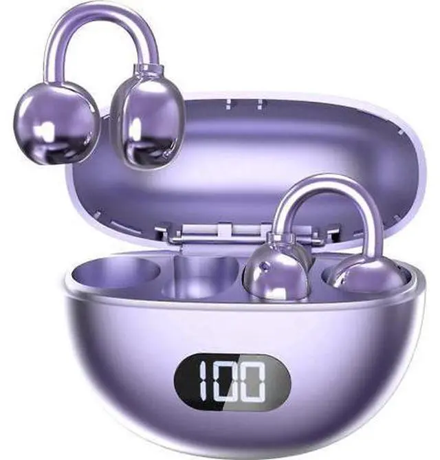 Main image of Bluetooth 5.4 Open Ear Clip-On Headphones, IPX7 Waterproof, 18H Playback for Running (Purple)