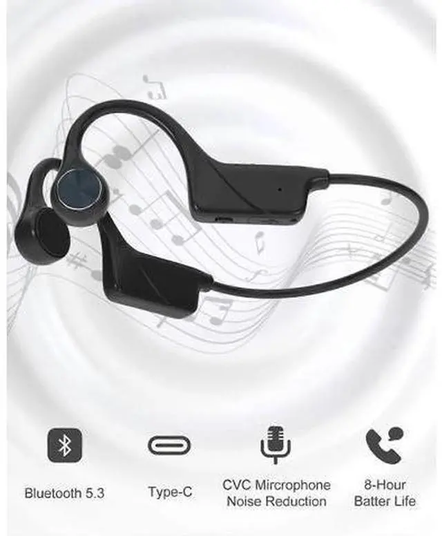 Alt view image 2 of 5 - Bluetooth Bone Conduction Headphones, IP67 Waterproof Open-Ear Wireless Sport Headset, 10H Battery