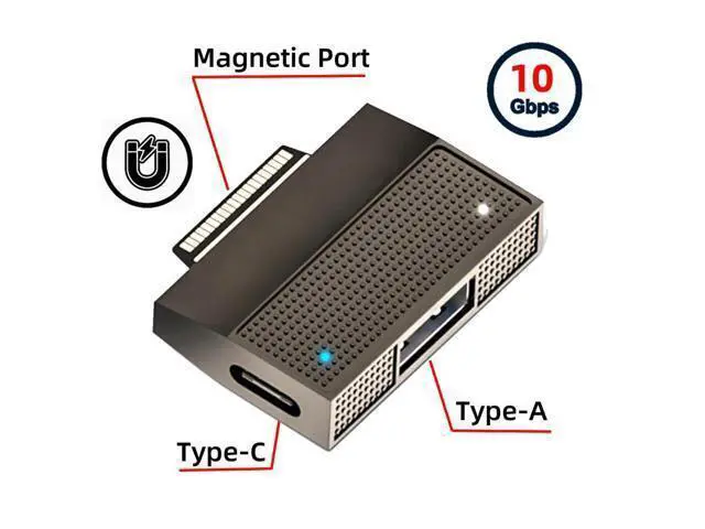 Alt view image 5 of 6 - Magnetic to USB3.1 Type-A & 15V Type-C USB-C Data Charge Adapter SF532 for Surface Pro9 Pro8 Pro7 Pro6 Pro X Go Book